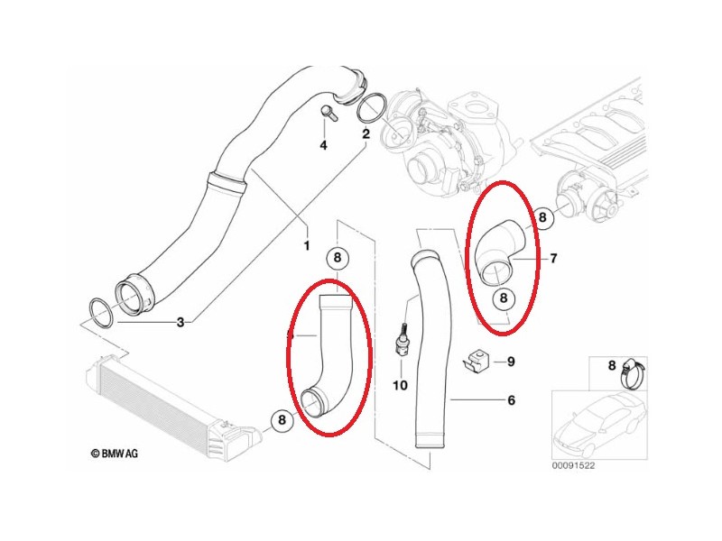 Recambio de manguito turbo para bmw 3 (e46) 320 d referencia OEM IAM 522583 8435203007464 