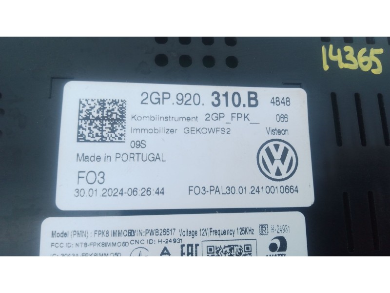 Recambio de cuadro instrumentos para volkswagen polo vi (aw1, bz1, ae1) 1.0 tsi referencia OEM IAM 2GP920310B  