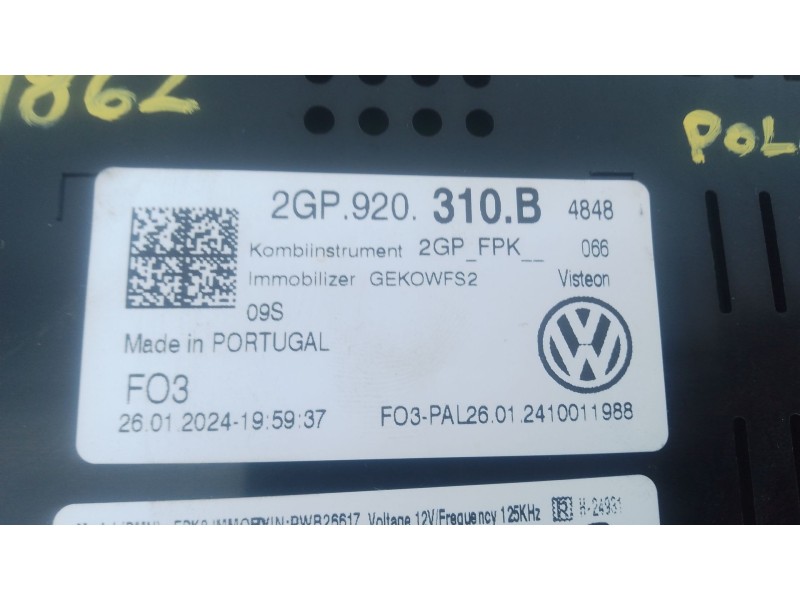 Recambio de cuadro instrumentos para volkswagen polo vi (aw1, bz1, ae1) 1.0 tsi referencia OEM IAM 2GP920310B  
