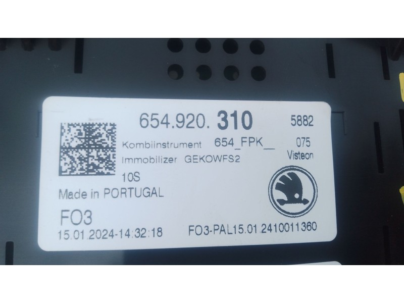 Recambio de cuadro instrumentos para skoda fabia iv (pj3) 1.0 tsi referencia OEM IAM 654920310  