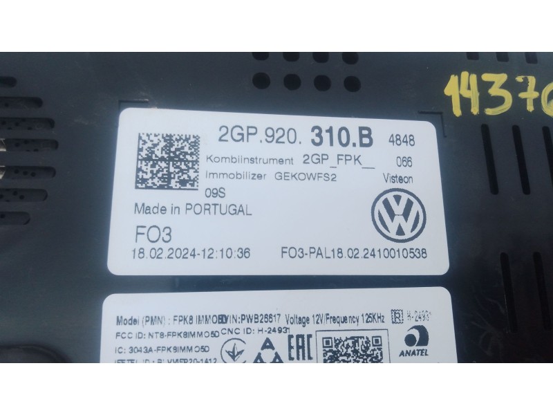 Recambio de cuadro instrumentos para volkswagen polo vi (aw1, bz1, ae1) 1.0 tsi referencia OEM IAM 2GP920310B  