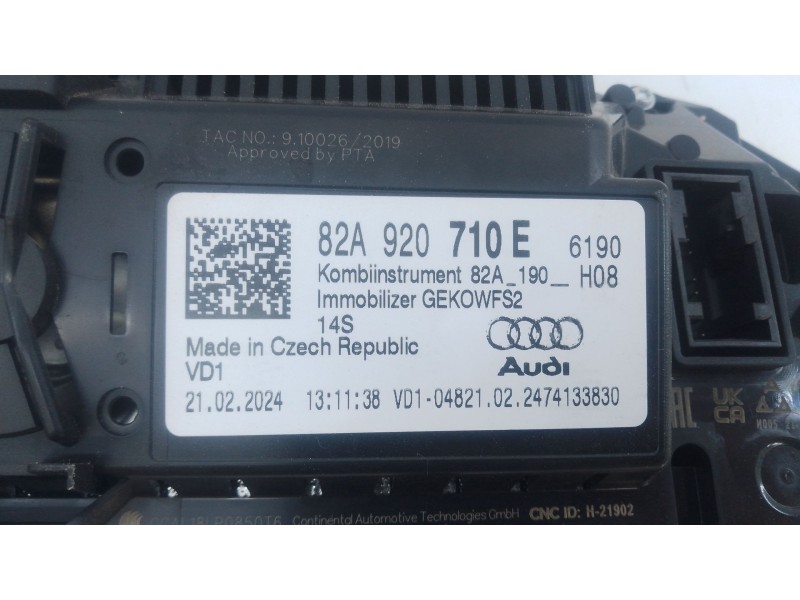 Recambio de cuadro instrumentos para audi a1 sportback (gba) 30 tfsi referencia OEM IAM 82A920710E  