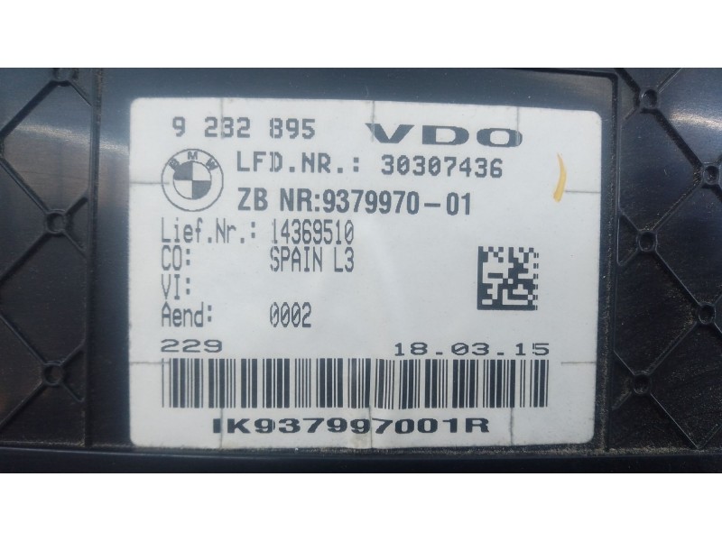 Recambio de cuadro instrumentos para bmw 3 (f30, f80) 318 d referencia OEM IAM 9232895 937997001 