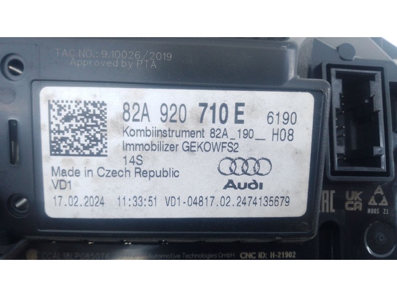 Recambio de cuadro instrumentos para audi a1 sportback (gba) 30 tfsi referencia OEM IAM 82A920710E  