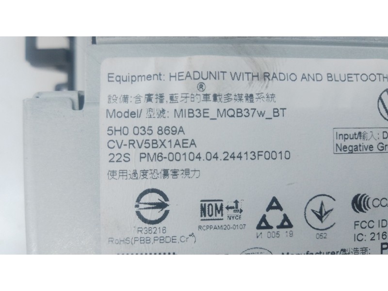 Recambio de sistema audio / radio cd para volkswagen caddy v furgoneta/monovolumen (sba, sbh) 2.0 tdi bmt referencia OEM IAM   