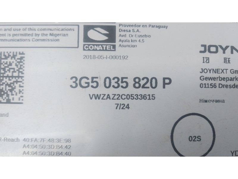 Recambio de sistema navegacion gps para volkswagen polo vi (aw1, bz1, ae1) 1.0 tsi referencia OEM IAM   