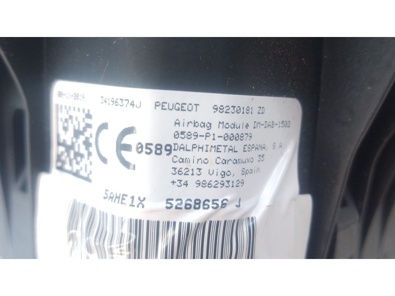 Recambio de airbag delantero izquierdo para peugeot 3008 ii suv (mc_, mr_, mj_, m4_) 1.2 thp/ puretech 130 (mrhnsm, mrhnsu, mrhn