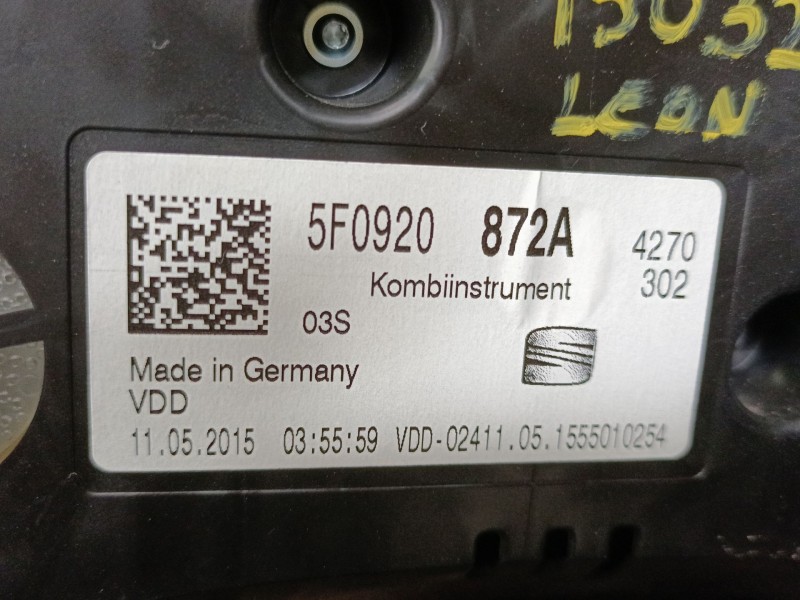 Recambio de cuadro instrumentos para seat leon (5f1) 1.6 tdi referencia OEM IAM 5F0920872A  