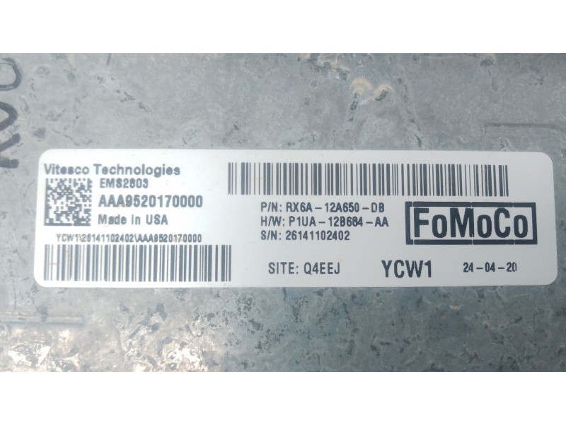 Recambio de centralita motor uce para ford kuga iii (dfk) 2.5 duratec plug-in-hybrid referencia OEM IAM RX6A12A650DB 26141102402