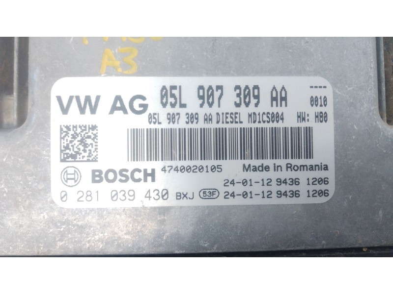 Recambio de centralita motor uce para audi a3 sportback (8ya, 8yf) 35 tdi referencia OEM IAM 05L907309AA 0281039430 