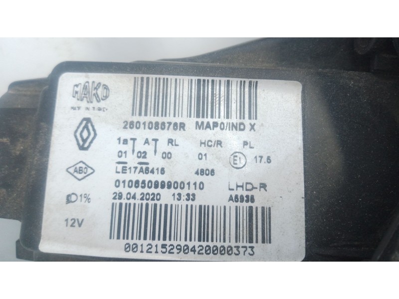 Recambio de faro derecho xenon para renault clio v (b7_) 1.0 lpg (b7mt) referencia OEM IAM 260108676R  