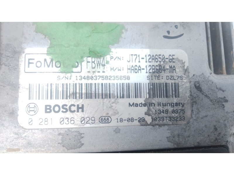 Recambio de centralita motor uce para ford transit courier b460 furgoneta/monovolumen 1.5 tdci referencia OEM IAM JT7112A650GE 0