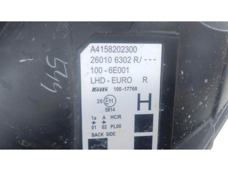 Recambio de faro derecho para mercedes-benz citan furgoneta/monovolumen (w415) 109 cdi (415.601, 415.603, 415.605) referencia OE