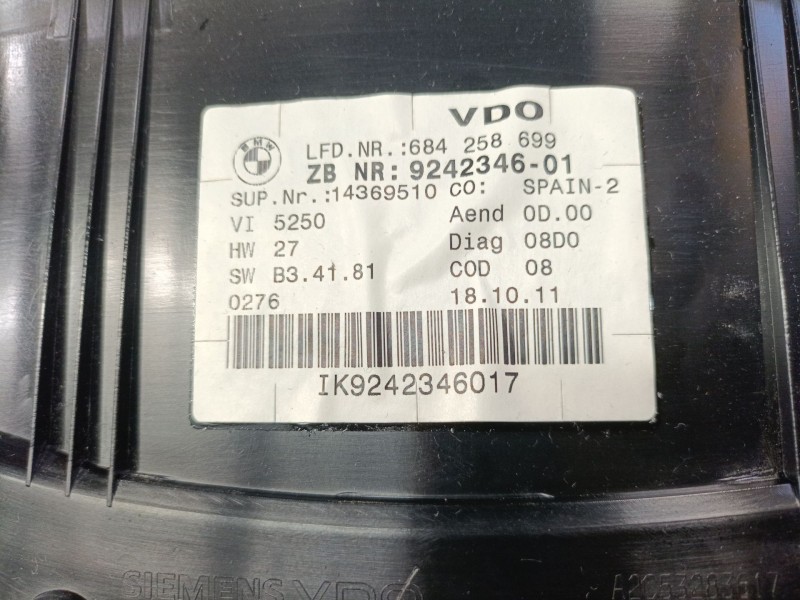 Recambio de cuadro instrumentos para bmw 3 coupé (e92) 320 d referencia OEM IAM   