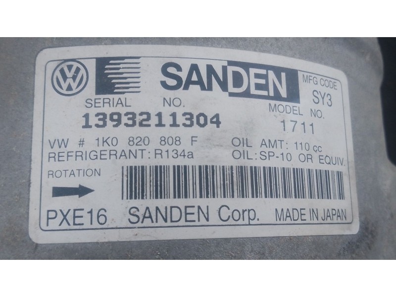 Recambio de compresor aire acondicionado para volkswagen tiguan (5n_) 2.0 tdi referencia OEM IAM 1K0820808F 1393211304 