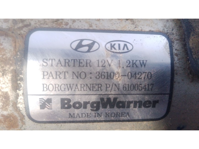 Recambio de motor arranque para hyundai kona (os, ose, osi) 1.0 t-gdi referencia OEM IAM   