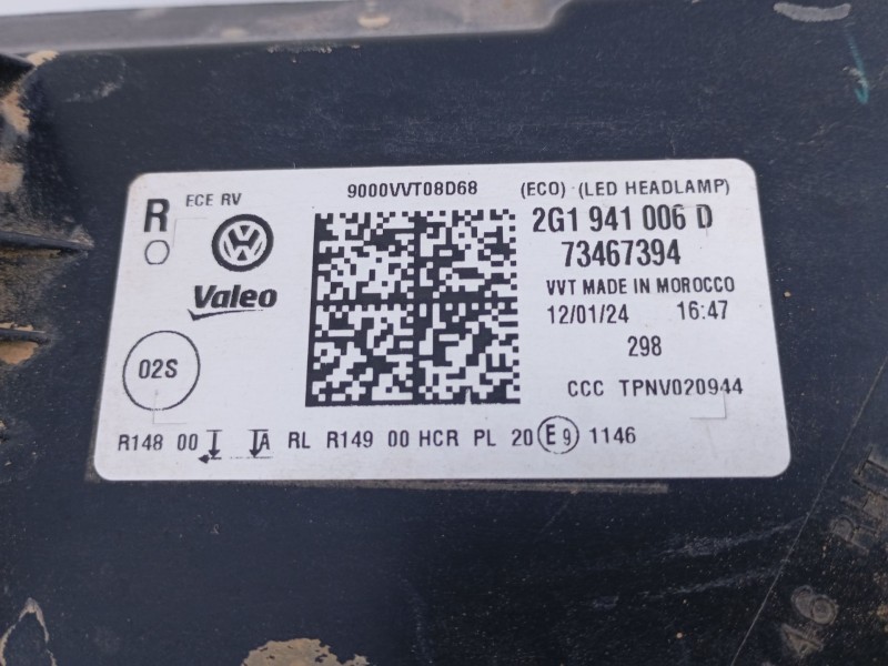Recambio de faro derecho xenon para volkswagen polo vi (aw1, bz1, ae1) 1.0 tsi referencia OEM IAM 2G1941006D 73467394 