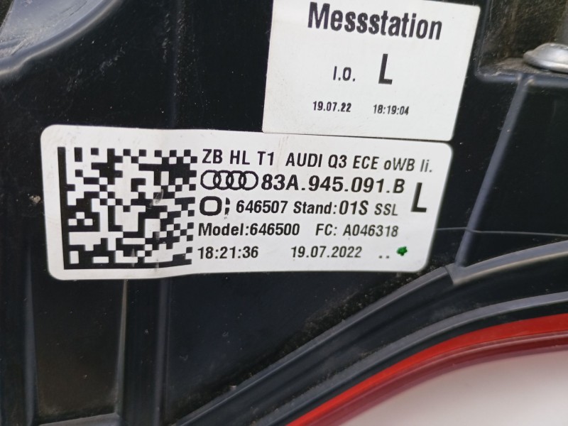Recambio de piloto trasero izquierdo para audi q3 sportback (f3n) 35 tdi referencia OEM IAM 83A945091B  