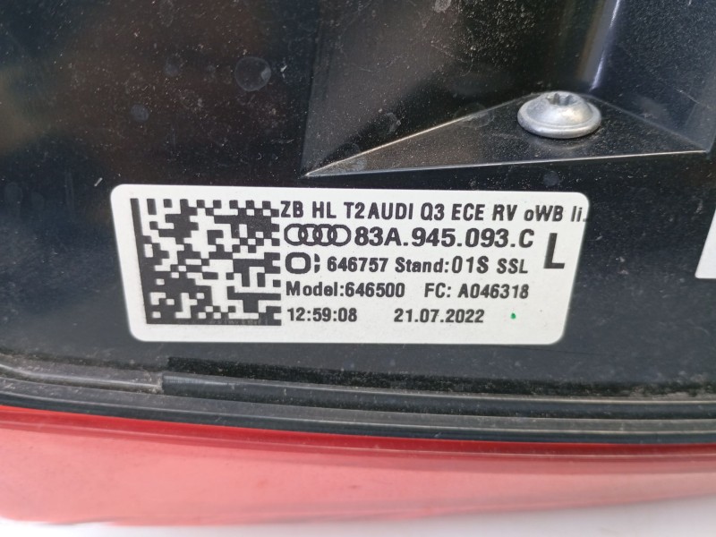 Recambio de piloto trasero izquierdo porton para audi q3 sportback (f3n) 35 tdi referencia OEM IAM 83A945093C  