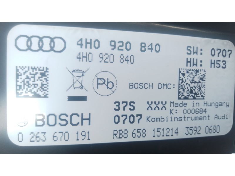 Recambio de cuadro instrumentos para audi a8 d4 (4h2, 4h8, 4hc, 4hl) 4.0 tfsi quattro referencia OEM IAM 4HO920840  