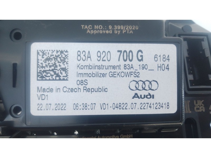Recambio de cuadro instrumentos para audi q3 sportback (f3n) 35 tdi referencia OEM IAM 83A920700G  