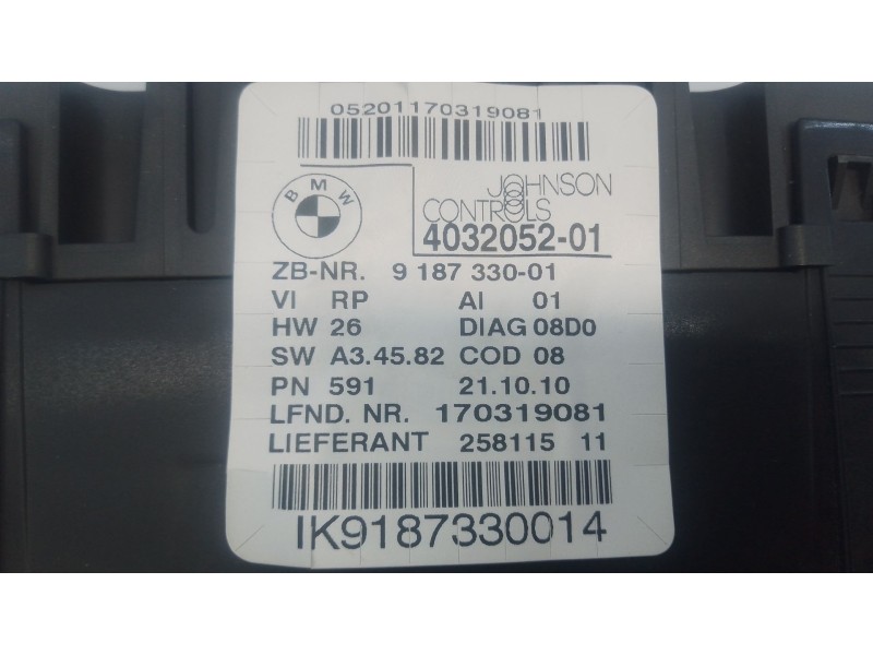 Recambio de cuadro instrumentos para bmw 1 (e81) 116 d referencia OEM IAM 4032052 9187330 