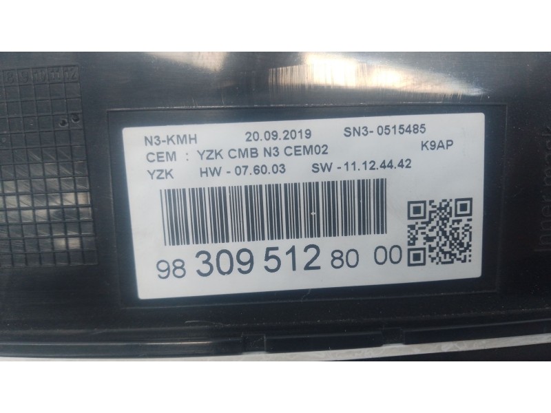 Recambio de cuadro instrumentos para peugeot rifter 1.5 bluehdi 130 referencia OEM IAM 9830951280  