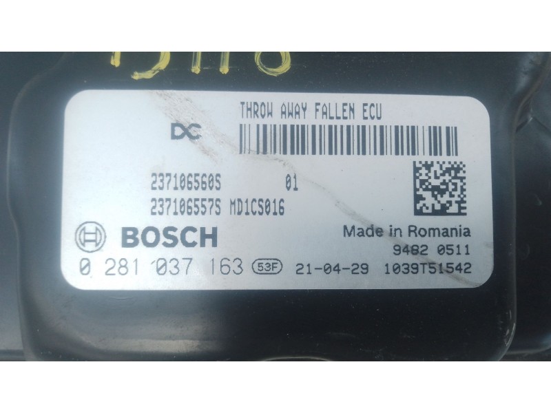 Recambio de centralita motor uce para dacia duster (hm_) 1.5 dci 115 4x4 (hmad) referencia OEM IAM 237106560S 0281037163 
