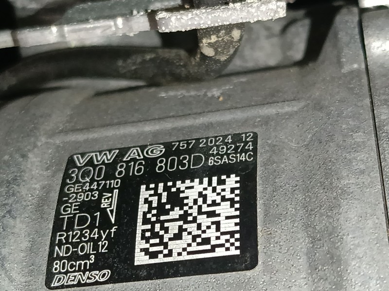 Recambio de compresor aire acondicionado para skoda octavia iv (nx3, nn3, pv3) 2.0 tdi referencia OEM IAM 3Q0816803D  