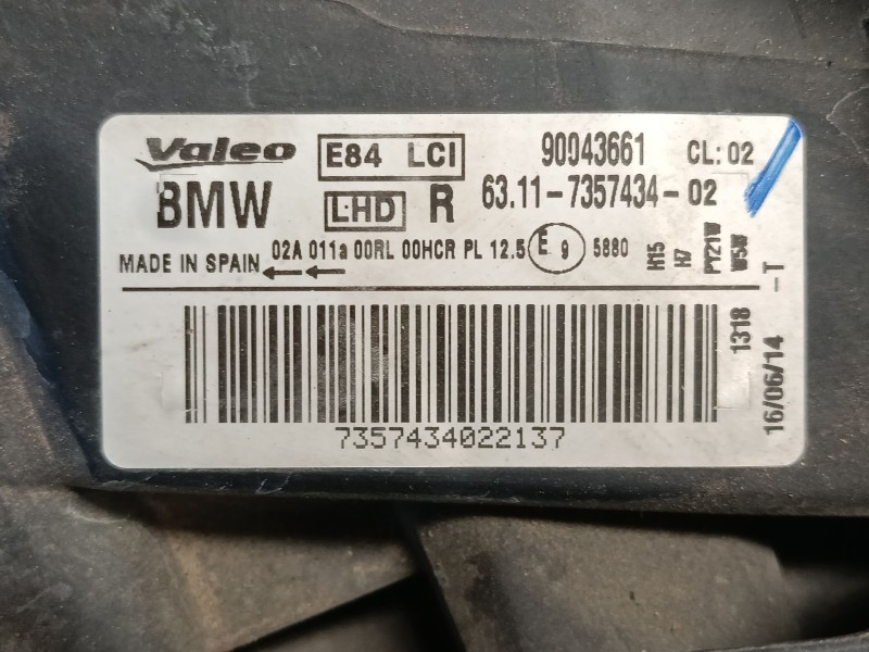 Recambio de faro derecho para bmw x1 (e84) sdrive 18 d referencia OEM IAM 7357434  
