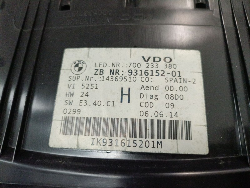 Recambio de cuadro instrumentos para bmw x1 (e84) sdrive 18 d referencia OEM IAM 9316152  