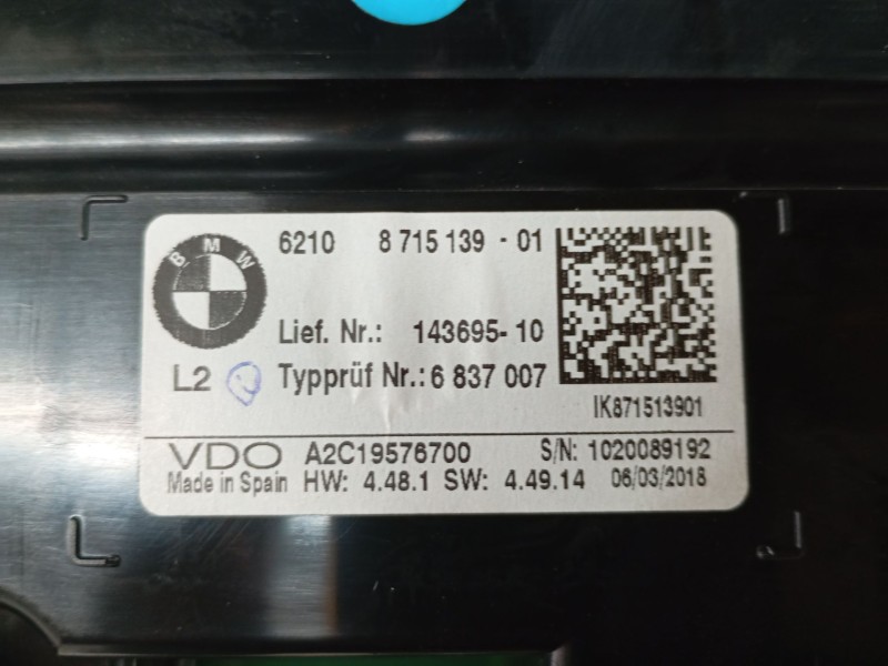 Recambio de cuadro instrumentos para bmw x1 (f48) sdrive 18 d referencia OEM IAM 62108715139  