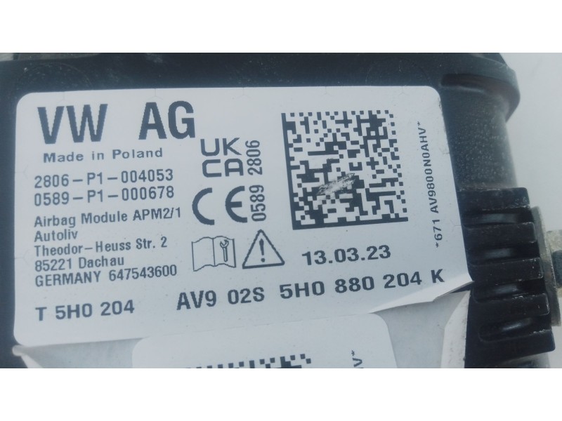Recambio de airbag delantero derecho para volkswagen golf viii (cd1, da1) 1.0 tsi referencia OEM IAM   