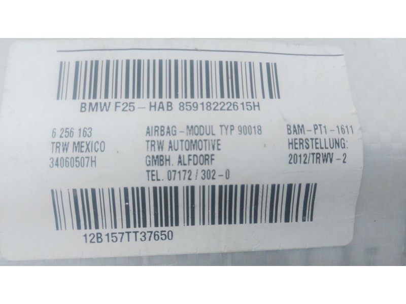 Recambio de airbag cortina delantero derecho para bmw x3 (f25) xdrive 35 d referencia OEM IAM   