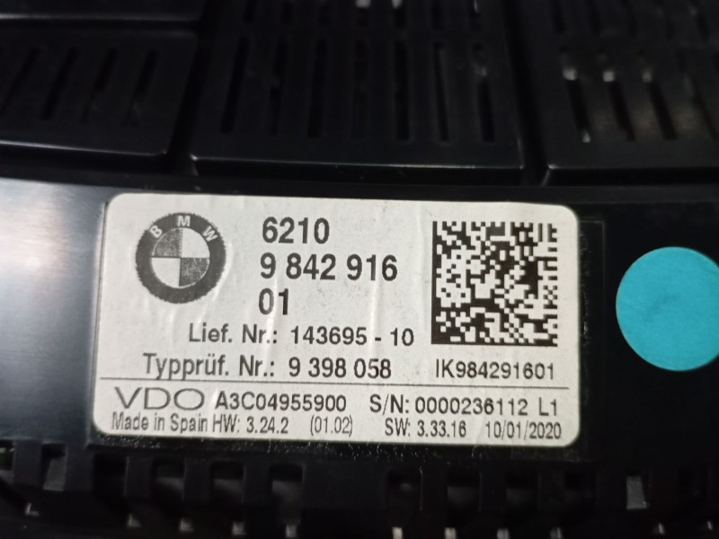 Recambio de cuadro instrumentos para bmw 3 (g20, g80, g28) 318 d referencia OEM IAM 62109842916  