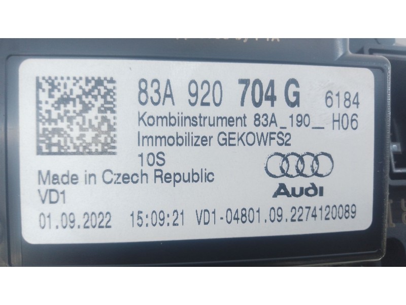 Recambio de cuadro instrumentos para audi q3 sportback (f3n) 45 tfsi e referencia OEM IAM 83A920704G  