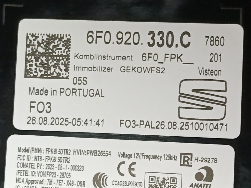 Recambio de cuadro instrumentos para seat ibiza v (kj1, kjg) 1.0 mpi referencia OEM IAM 6FO920330C  
