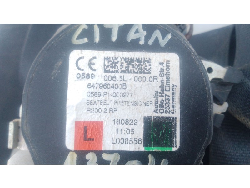 Recambio de cinturon seguridad delantero izquierdo para mercedes-benz citan furgoneta/monovolumen (w420) 1.5 110 cdi (420.623) r