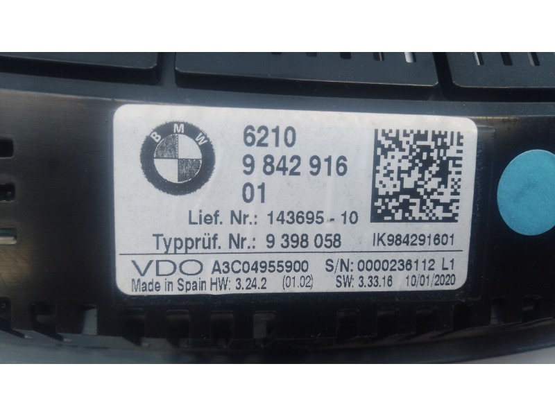 Recambio de cuadro instrumentos para bmw 3 (g20, g80, g28) 318 d referencia OEM IAM 62109842916  