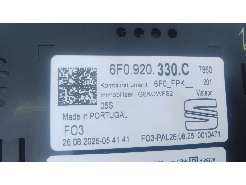 Recambio de cuadro instrumentos para seat ibiza v (kj1, kjg) 1.0 mpi referencia OEM IAM 6FO920330C  