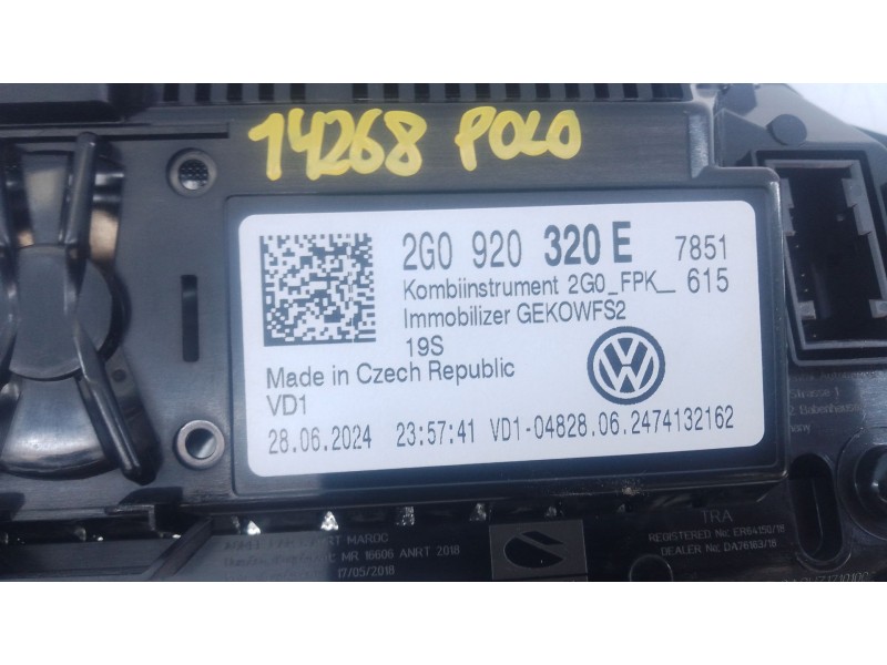 Recambio de cuadro instrumentos para volkswagen polo vi (aw1, bz1, ae1) gti referencia OEM IAM 2G0920320E  