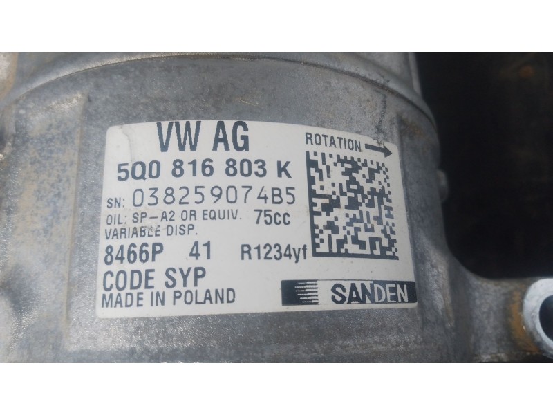 Recambio de compresor aire acondicionado para volkswagen crafter caja/chasis (sz_) 2.0 tdi rwd referencia OEM IAM 5Q0816803K  