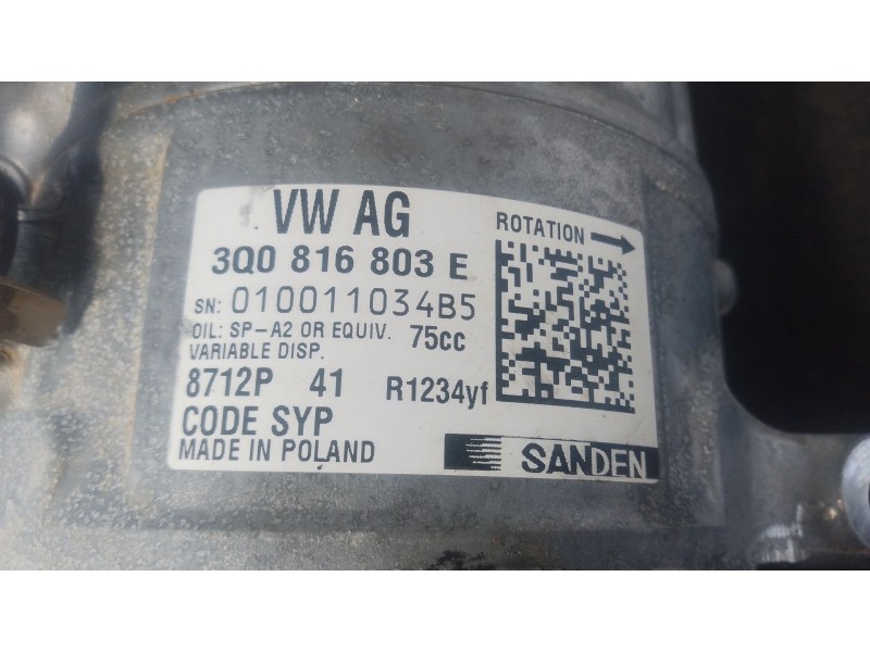 Recambio de compresor aire acondicionado para skoda kamiq (nw4) 1.0 tsi referencia OEM IAM 3Q0816803E  
