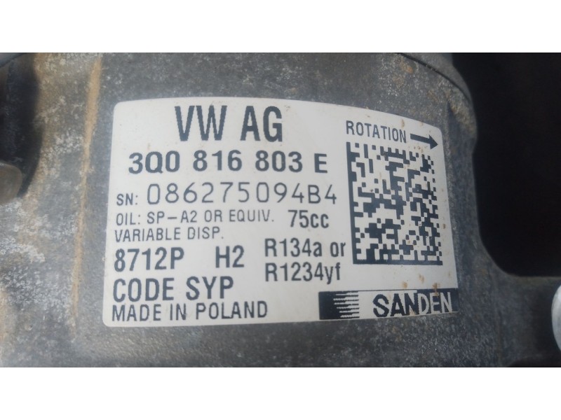 Recambio de compresor aire acondicionado para volkswagen crafter furgoneta (sy_, sx_) 2.0 tdi referencia OEM IAM 3Q0816803E  