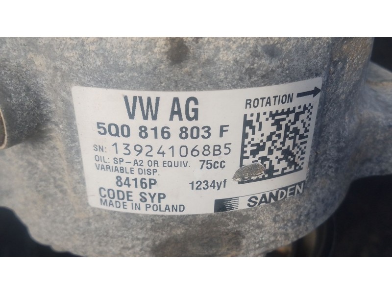 Recambio de compresor aire acondicionado para seat leon (5f1) 1.2 tsi referencia OEM IAM 5Q0816803F  