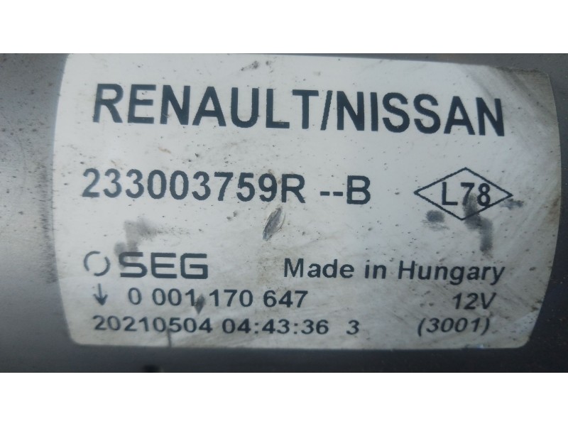 Recambio de motor arranque para dacia duster (hm_) 1.5 dci 115 4x4 (hmad) referencia OEM IAM   