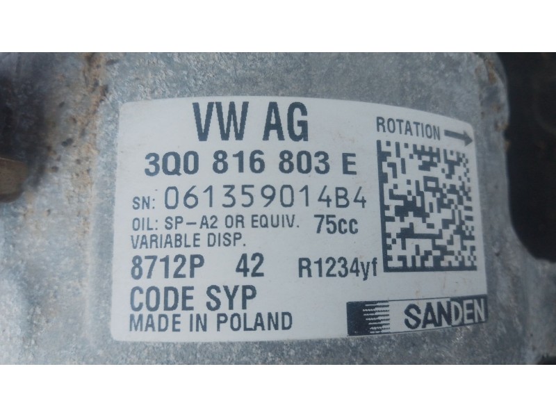 Recambio de compresor aire acondicionado para volkswagen taigo (cs1) 1.0 tsi referencia OEM IAM 3Q0816803E  