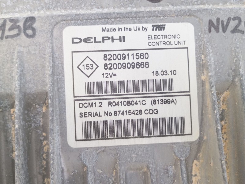 Recambio de centralita motor uce para nissan nv200 furgoneta 1.5 dci 85 (m20, m20m) referencia OEM IAM 8200911560 8200909666 