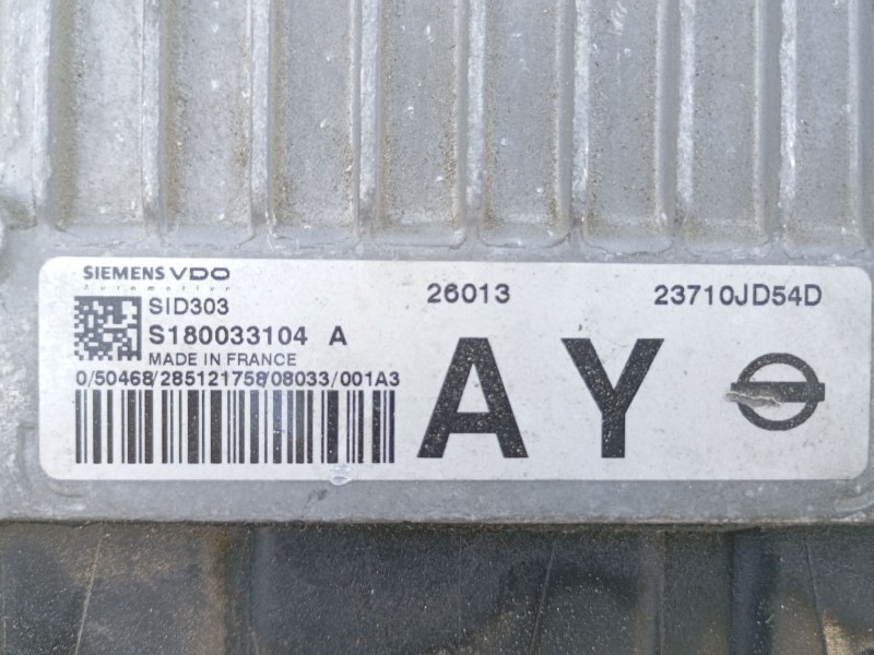 Recambio de centralita motor uce para nissan qashqai i (j10, nj10) 1.5 dci referencia OEM IAM 23710JD54D S180033104 