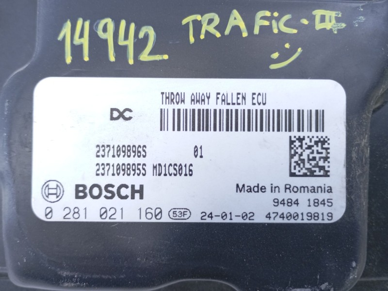 Recambio de centralita motor uce para renault trafic iii autobús (jg_) 2.0 dci 150 (jgmu) referencia OEM IAM 237109896S 02810211